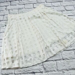Kind Of White Textured Skirt Size Large Layered Mini Pleated Flare